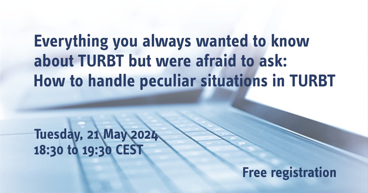 European School of Urology (EAU ESU) (@urowebesu) on Twitter photo How do you deal with peculiar/challenging cases when performing #TURBT? Check out the 1st episode of the new #UROwebinar series for tips & tricks from Profs. <a href="/paolo_gontero/">Paolo Gontero</a>, Malavaud, <a href="/ParamMariappan/">Prof Param Mariappan FRCS(Urol), PhD</a>, <a href="/joanfundi/">Joan Palou Redorta</a> & Witjes.
Free registration + CME credit 👇
webinars.uroweb.org/EAU/webinars/1… How do you deal with peculiar/challenging cases when performing #TURBT? Check out the 1st episode of the new #UROwebinar series for tips & tricks from Profs. <a href="/paolo_gontero/">Paolo Gontero</a>, Malavaud, <a href="/ParamMariappan/">Prof Param Mariappan FRCS(Urol), PhD</a>, <a href="/joanfundi/">Joan Palou Redorta</a> & Witjes.
Free registration + CME credit 👇
webinars.uroweb.org/EAU/webinars/1…