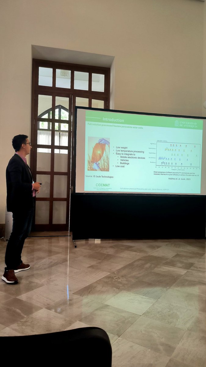 Honored to be able to presente our latest results on slot-die coating/R2R for flexible #perovskite solar cells at #HOPV24 

Thank you <a href="/jovana_v_milic/">Dr. J⌬vana V. Milic</a> and @brunoehrler for organizing this amazing conference 
<a href="/UdeAenergy/">UdeAenergy</a> 
<a href="/FIngenieriaUdeA/">Fac. Ingeniería UdeA</a>
<a href="/nanoGe_Conf/">NanogeConferences</a>