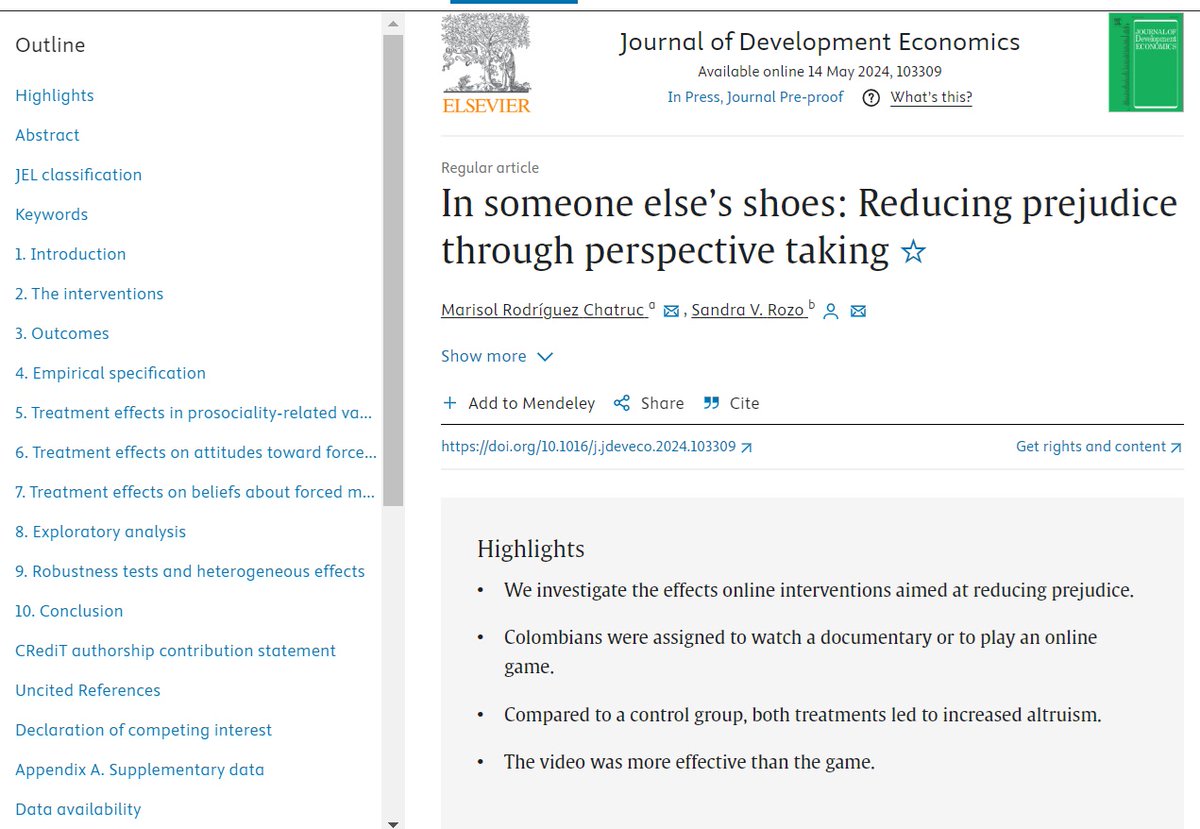 Can online, low-cost, scalable interventions significantly reduce prejudice?

Absolutely! 

We explored the effectiveness of perspective-taking through a documentary on Venezuelan migrants at the Colombian border and an immersive online game.

Results?

Both treatments increased