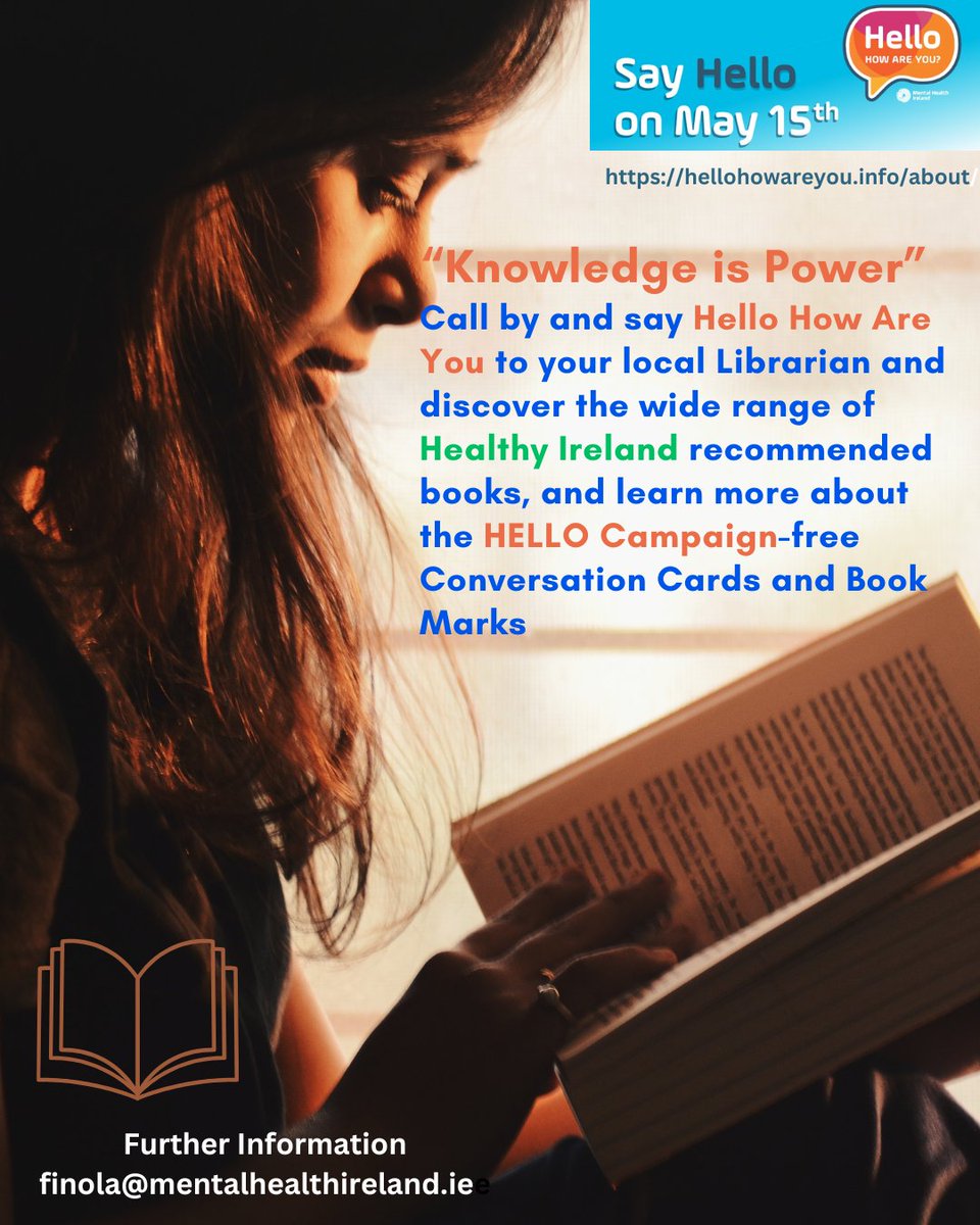 #KnowledgeIsPower  as is 'reading is to the mind what exercise is to the body' Thank you for your #HelloHowAreYou campaign support @NLIreland @whcclibrary @LaoisLibraries @LouthLibraries @MeathLibrary @Longfordlibrary @OffalyLibraries @HealthyIreland