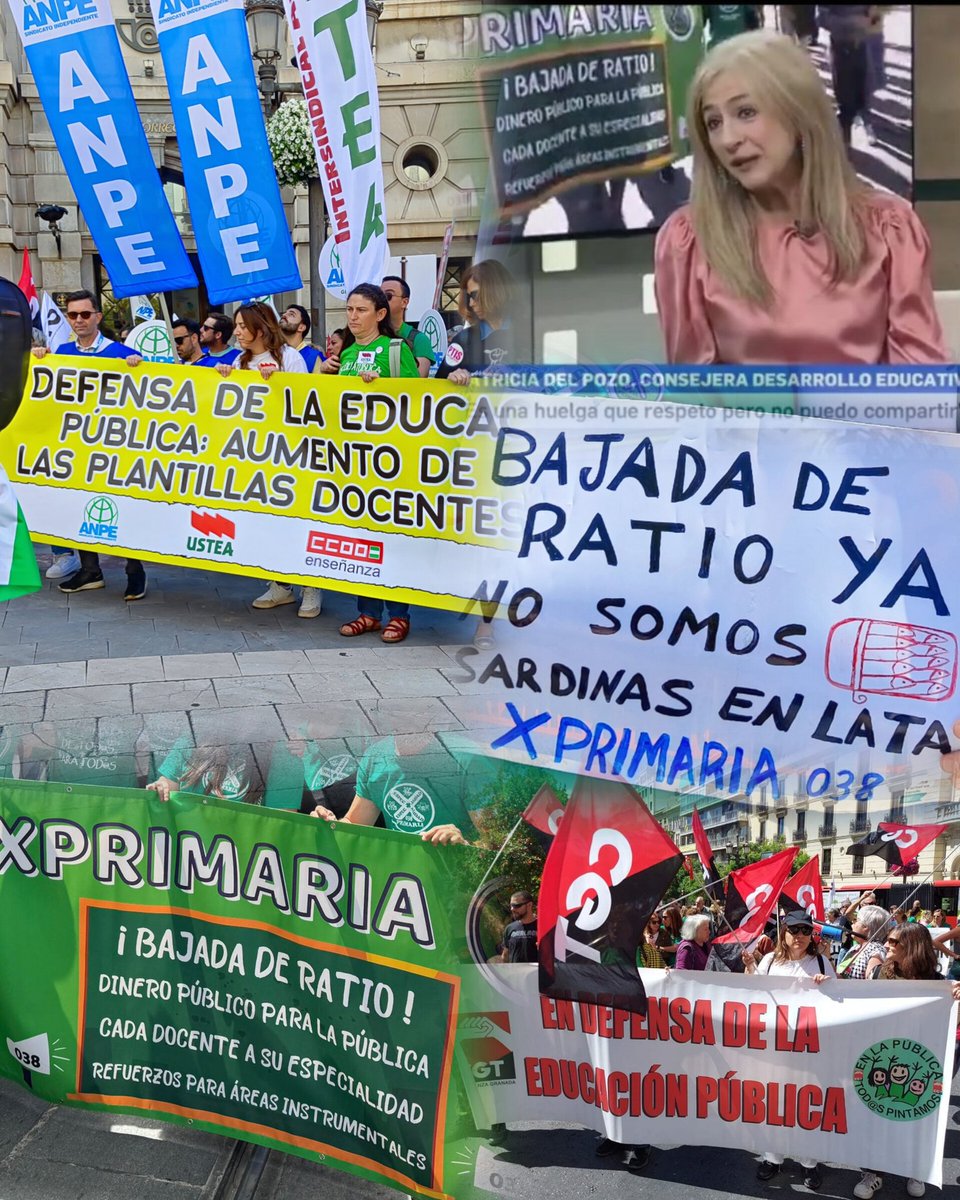 💚 La comunidad educativa habla claro:

Moreno Bonilla, aumenta la plantilla. 

Tanta burocracia, no hace gracia. 

Educación, pública y de calidad.

Interinos, estabilidad. 

Aulas si, saunas no. 

Ratios ilegales, Patricia no nos valen.

#Huelga14M  #EscuelaPública #Andalucía