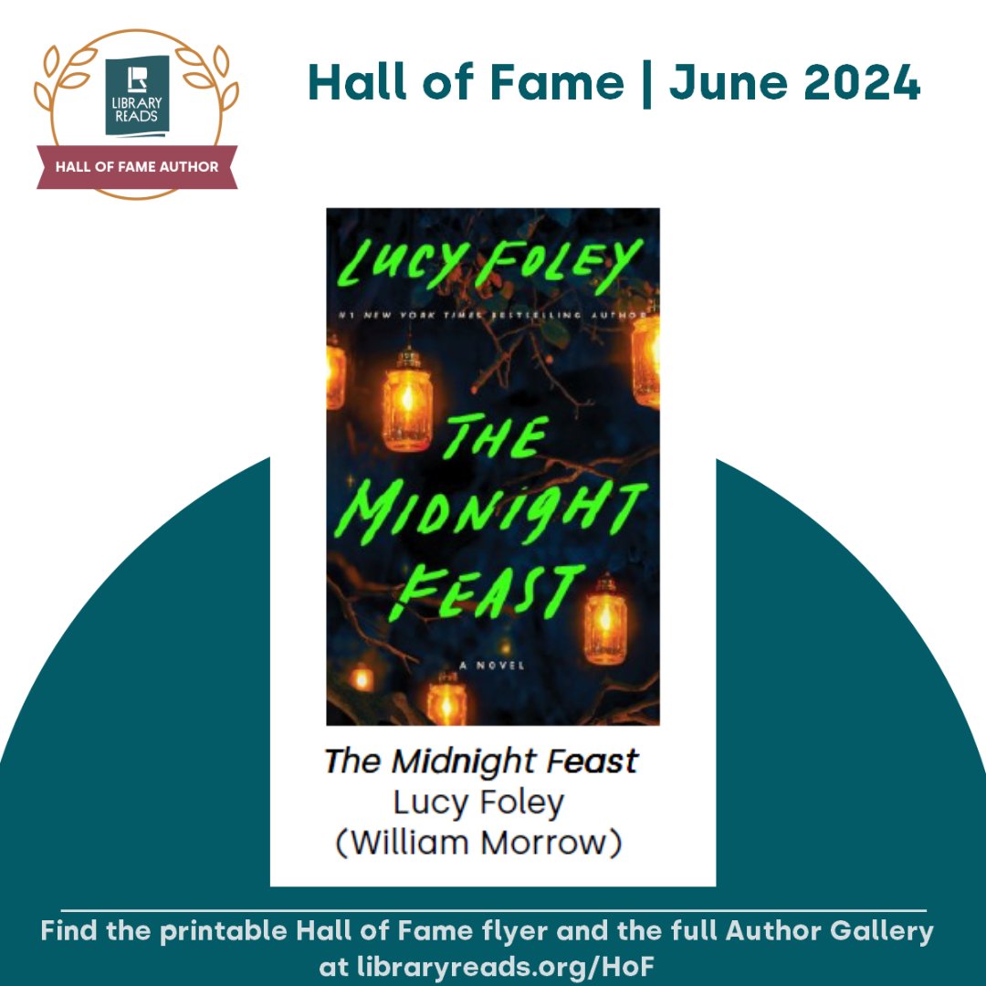 New to the LibraryReads Hall of Fame list is @lucyfoleytweets for her book THE MIDNIGHT FEAST! @librarylovefest