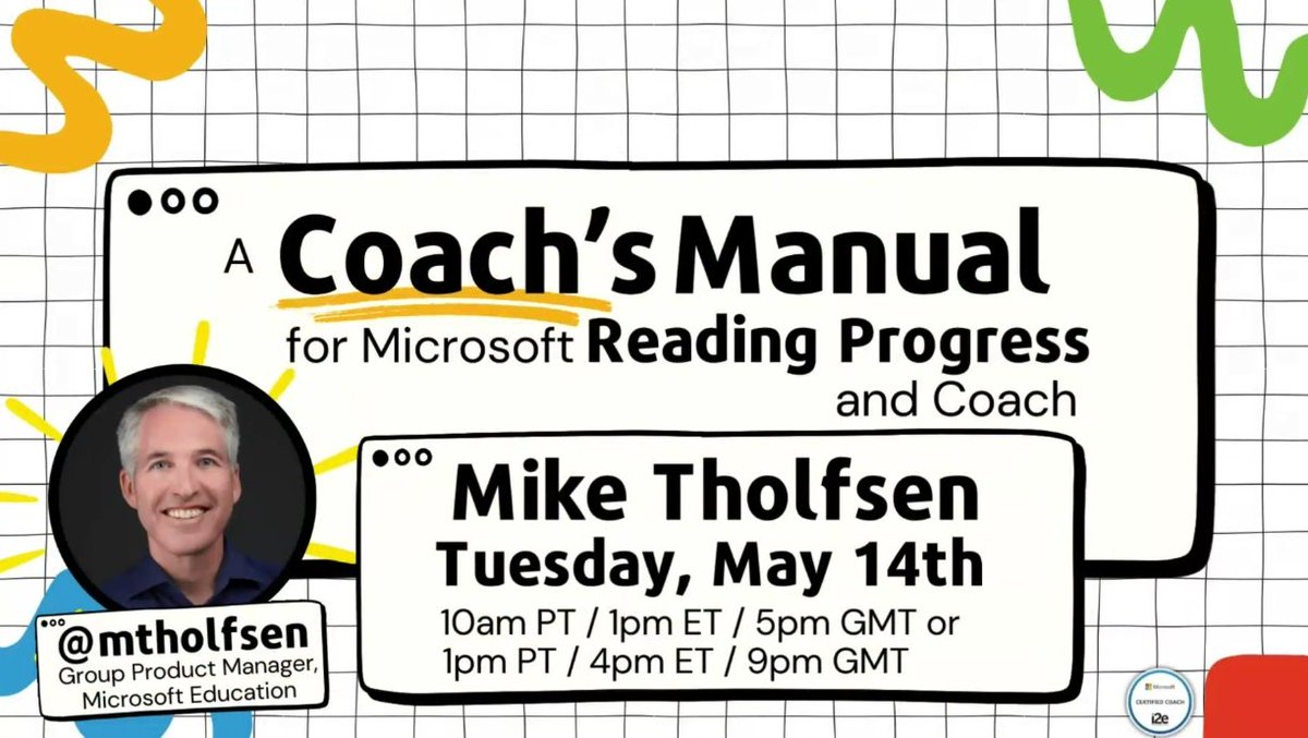 Great WOW moments and connections during the #MicrosoftCertifiedCoach call about Reading Progress and Coach with @mtholfsen! 📖💯 Always, thanks @i2eEDU and also @MrMerrillsClass for hosing and leading like you do! Curious? 👀👉i2e-llc.com/sp/microsoft-c…