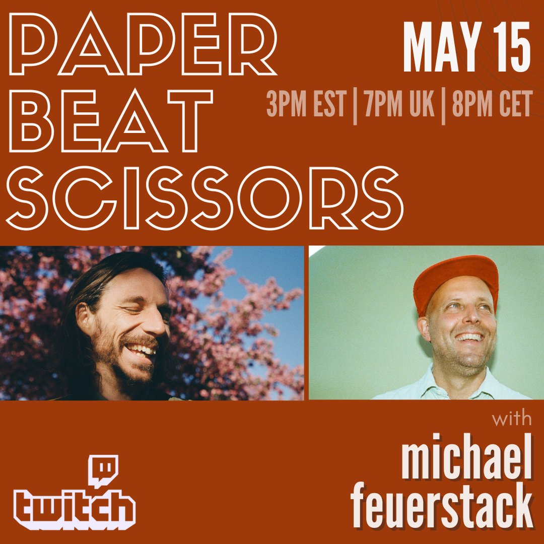 NBD just the great @m_feuerstack joining me to play songs from his new album Eternity Mongers on the stream TOMORROW! You don't need an app or an account to watch, but if you sign up (free) you can chat, ask questions and request songs from the big man: twitch.tv/paperbeatsciss…