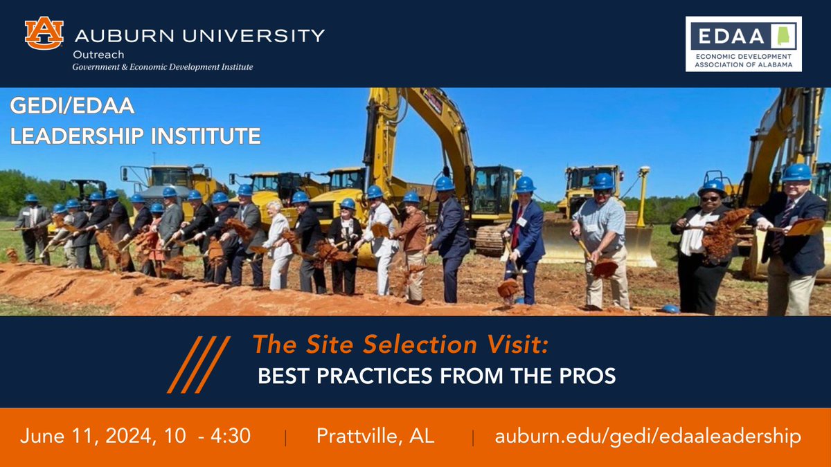 Join us to learn how to plan for and conduct site selection visits that lead to big wins! #economicdevelopment #siteselection #siteselectiontips #communitydevelopment #gediau #auburn #Outreach @EDAAInfo  
Reserve your seat here: auburn.edu/outreach/gedi/…
