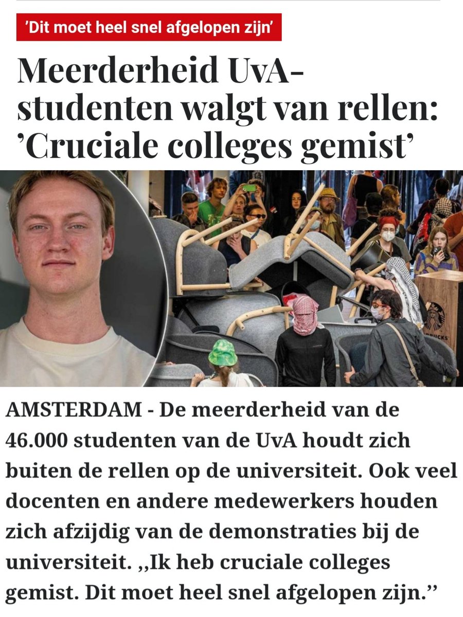 Een kleine minderheid van verknipte überlinkse actievoerders, verpest het voor de normale studenten. Zo is het in de politiek en media ook, Links zwakzinnig gekrijs, maar het volk moet er niks van hebben. #uvaprotests