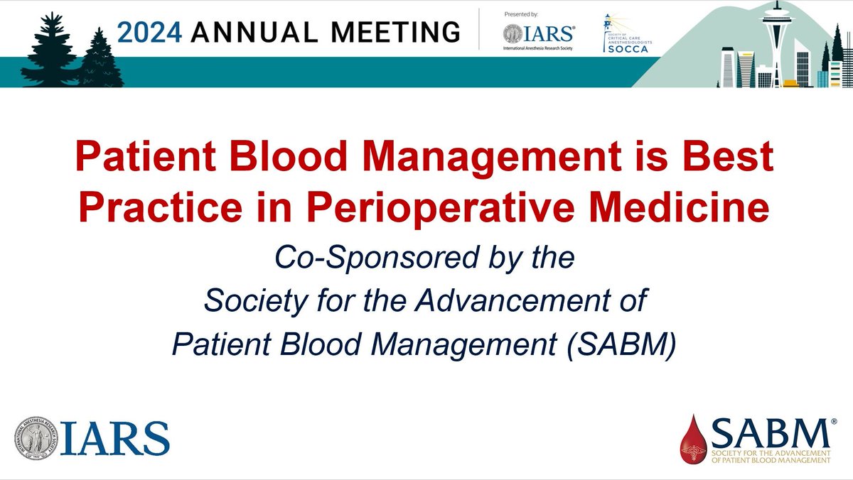 Come join us at the 2024 International Anesthesia Research Society (IARS) Annual Meeting in Seattle on Friday, May 17th! #IARS2024 #PBM