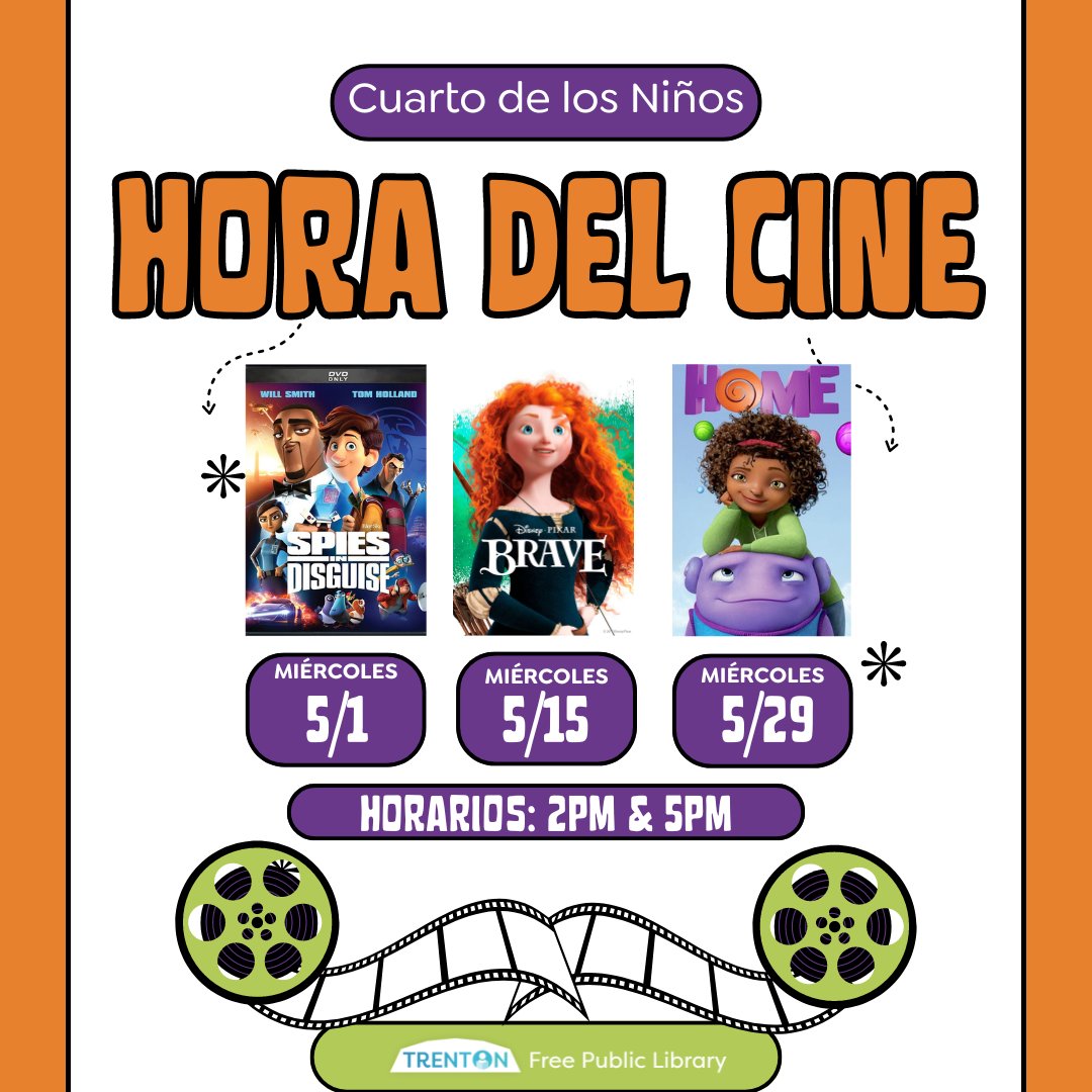 Come to the TFPL Children’s room for two great movies for the entire family every other Wednesday!

Tomorrows film will be Disney's Brave.

#trenton  #trentonlibrary #trentonfreepubliclibrary #tfpl  #libraries #publiclibrary  #MovieTime #Movies #Families #Cine #HoraDelCine