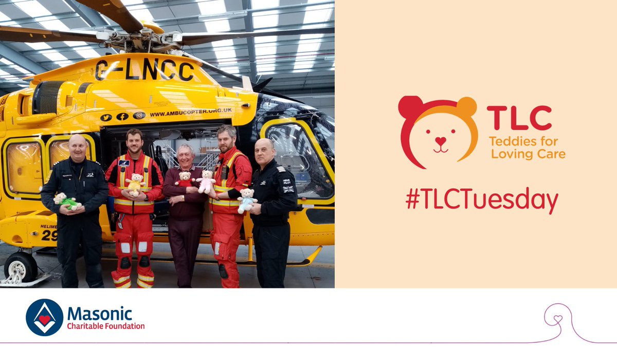 🚁 Up up up and away! TLC Teddies are now carried on the Lincolnshire and Nottinghamshire Air Ambulance @LNAACT #TLCTuesday #TLCTeddies @lincsmasonic @NottsMasons 🧡❤️