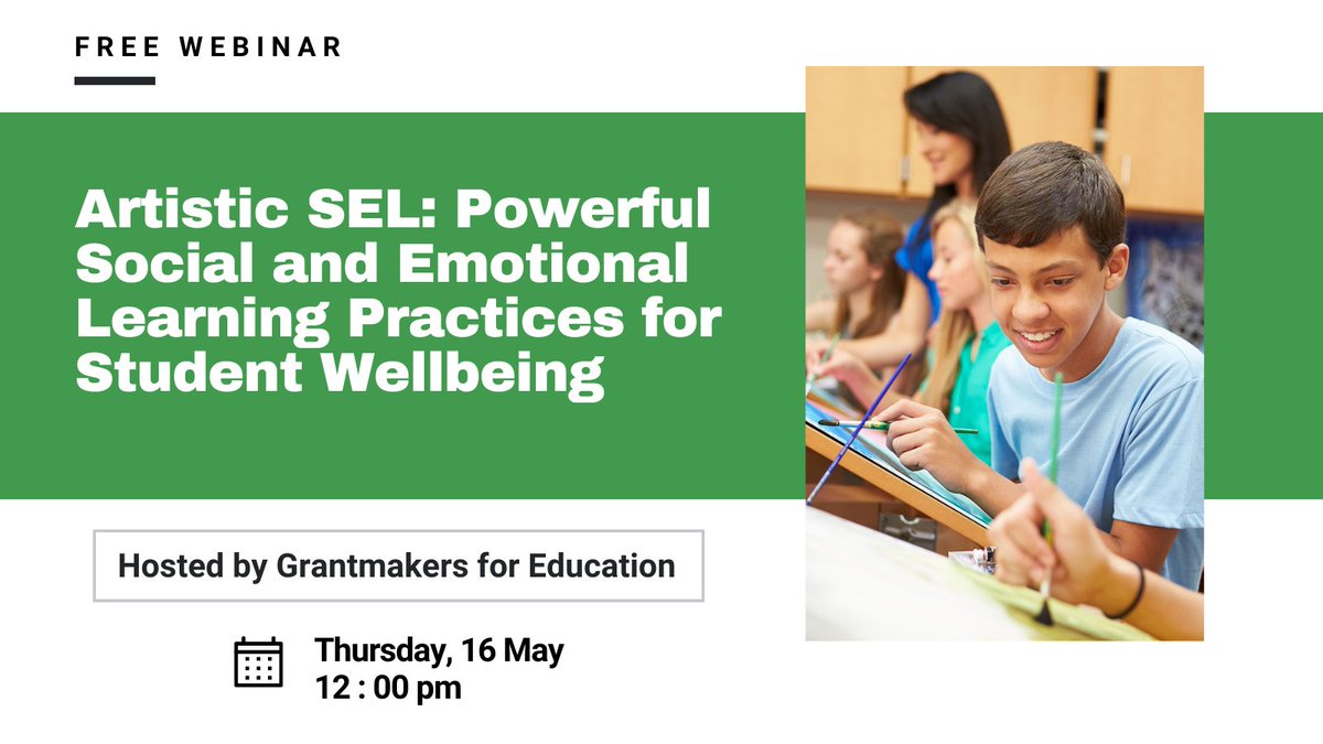 Join the team of The Center for Arts Education & Social Emotional Learning (ArtsEdSEL) to explore how Artistic SEL intentionally embeds life skill development into artistic processes & practices in service of student empowerment. Read more & register here: bit.ly/ArtsEdSELWebin…