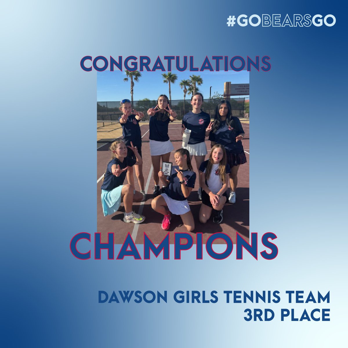 Congratulations to Dawson Girls Tennis! The team won 3rd place in their final competition - the best finish in team history. We are so proud of our student-athletes and their coaches! #GoBearsGo #BearsAthleticsLV