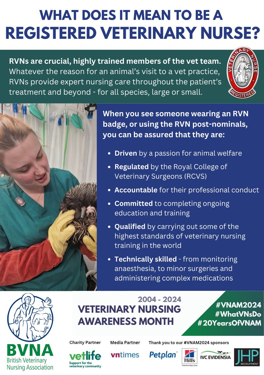 #VNAM2024 is a month where we champion all things veterinary nursing; Raising awareness of the skills, training & dedication that goes into being a veterinary nurse. Please share this post to pet caregivers everywhere to help us raise public awareness of #WhatVNsDo.