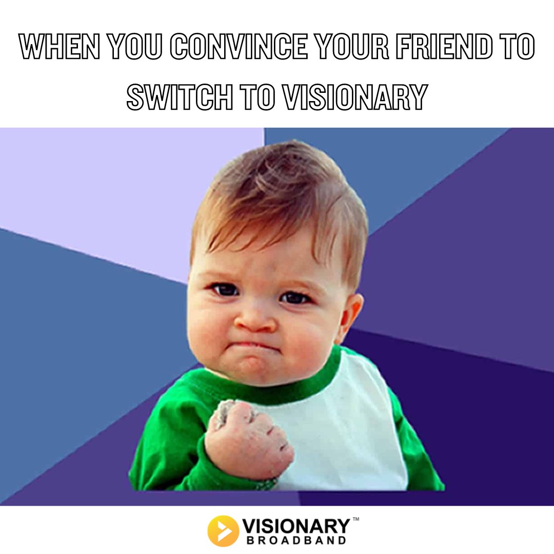 When you successfully convince your friend to switch to Visionary and score that sweet referral bonus! 😄🌟 Don't forget, you both get a month free once they're all set up! #Winning #referralperks #referralsuccess #referralprogram #tuesdaymeme