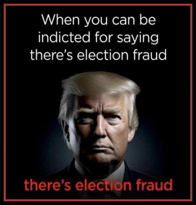 'When you can be indicted for saying there's election fraud... there's election fraud.' 🤨

#ElectionIntegrity #Trump #Trump2024 #election #StopVotingDemocrat #ElectionFraud #fraud #DonaldTrump #indictment #electioninterference #Trump2024toSaveAmerica #BidenSucks #BidensAmerica