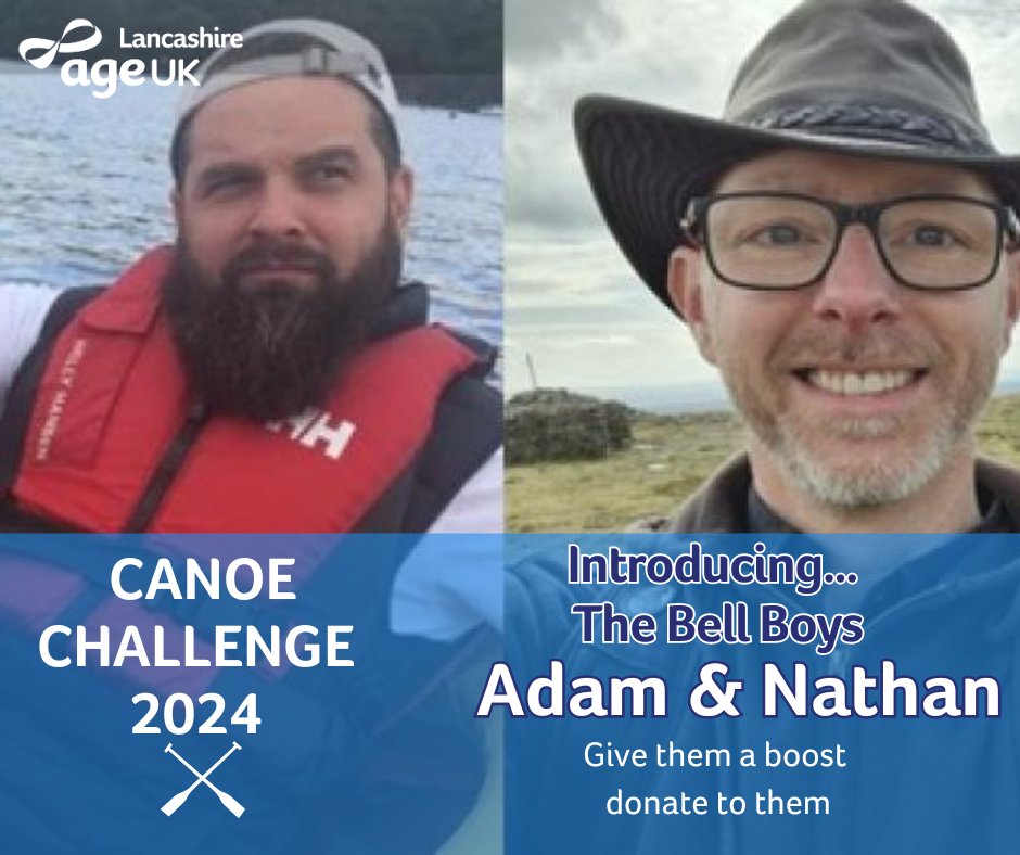 🌟Introducing our 3rd &amp; 4th Team for the Canoe Challenge 🛶

Meet 'The Kneedy Blinders' Tim &amp; Julie and 'The Bell Bouys'  Adam &amp; Nathan 

To support them please visit their pages below 
bit.ly/3UBYzdK
bit.ly/3VRWivM
#CanoeChallenge2024