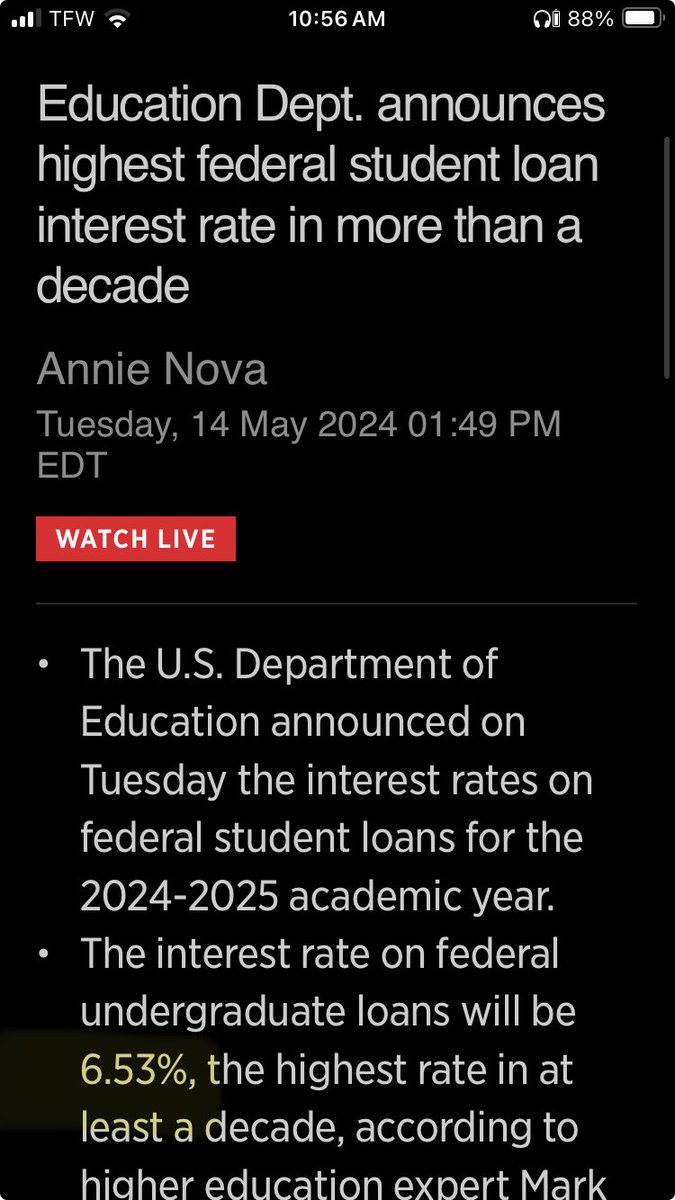 Higher education in America and how people pay for college needs to be blown up and reinvented Americans who want to better themselves by continuing their education are subject to USURY from the federal government New interest rate on undergraduate loans for 2024-25: 6.63% 🖕🏽