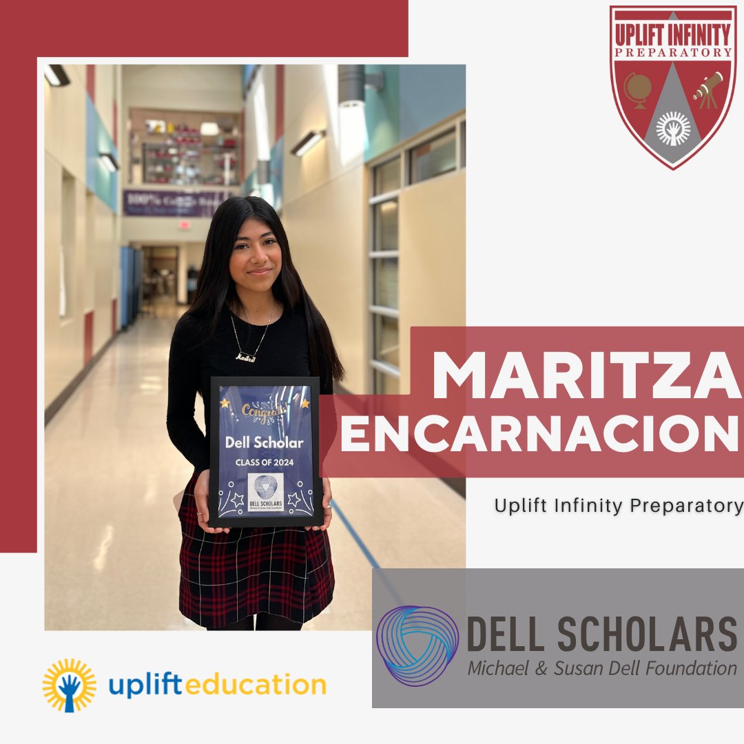 🌟 Exciting news! Maritza Encarnacion from Uplift Infinity is a Dell Scholar! 🎓 Thanks to #DellScholarship, she's geared up with resources like book credits & counseling to achieve her dreams of helping people by becoming a nurse. Congratulations to Maritza! 🎉 #DellScholar