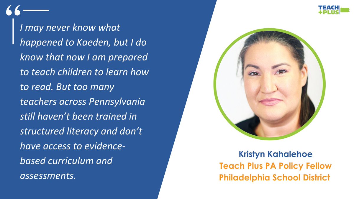 Teach Plus PA Policy Fellow Kristyn Kahalehoe on the the importance of structured literacy and how House Bill 998 and Senate Bill 801 provide teachers with data-driven best practices to improve literacy rates. Click here to read the full article: ow.ly/OUmk50REkWH