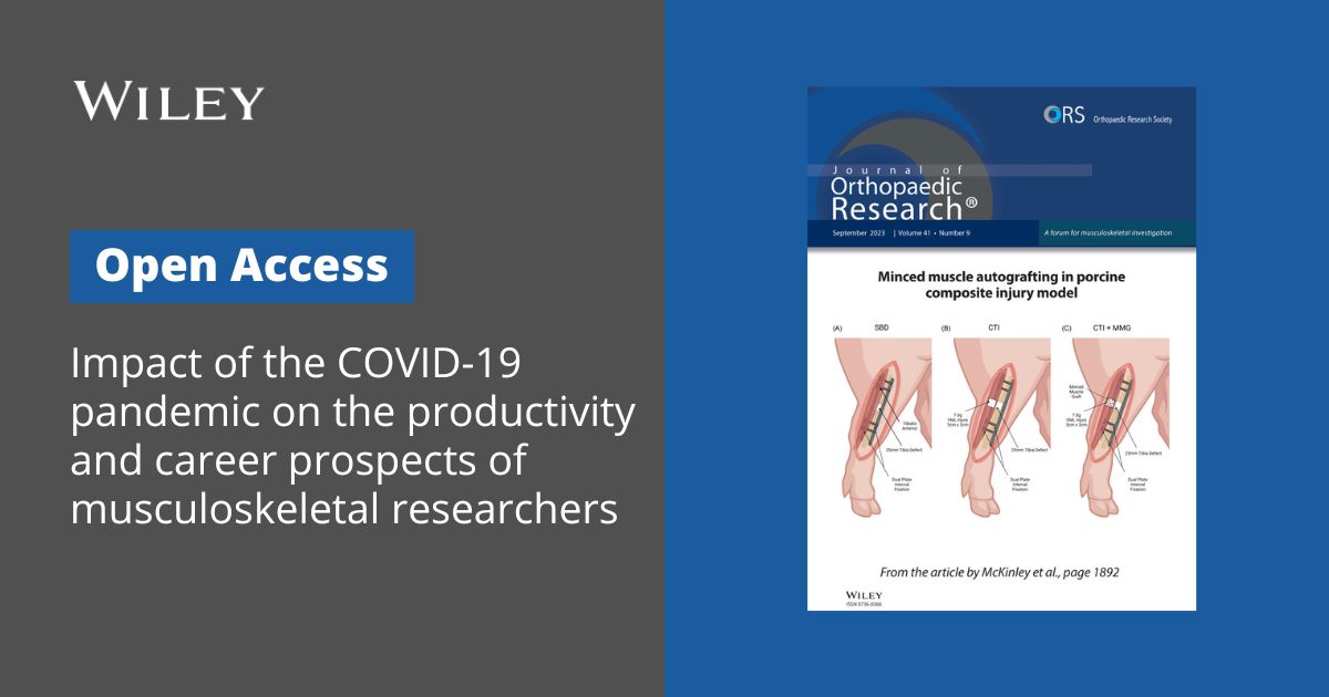 A study published in the Journal of Orthopaedic Research (@JOrthopRes) examines the challenges posed by the #COVID19 pandemic on the productivity and career prospects of musculoskeletal researchers. Read the findings #OpenAccess here: ow.ly/ufn850RExSJ @ORSsociety
