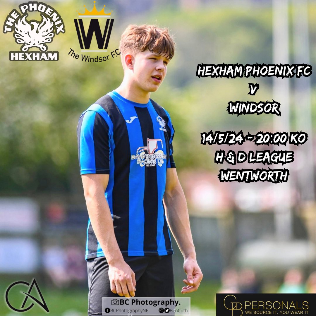 HexhamPhoenixFC's tweet photo. ⚽️⬛️🟦 Season 23/24 🟨⬛️⚽️

🗓 Tues 14th May
🆚 @windsorfc2020 
🏆 H&amp;D League
⏰ 20:00
🏟 Wentworth

Last game of what seems to have been a never ending season. Positions out the hat for tonight  🎩

#Hexham #sundayleague https://t.co/rvEbUO6HKQ