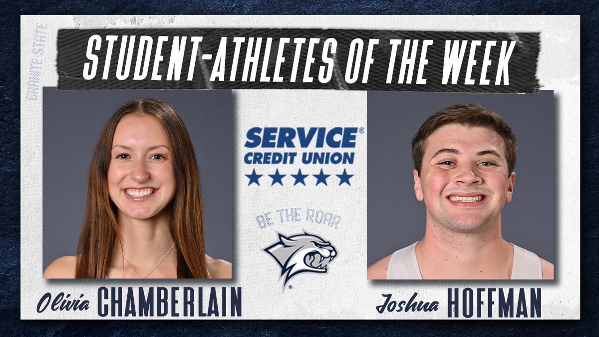 Congrats to @UNHTrackField junior Olivia Chamberlain and senior Joshua Hoffman for being named the @Servicecu Student-Athletes of the Week on May 13. Press release ➡️ tinyurl.com/3ucdr3fv #BeTheRoar