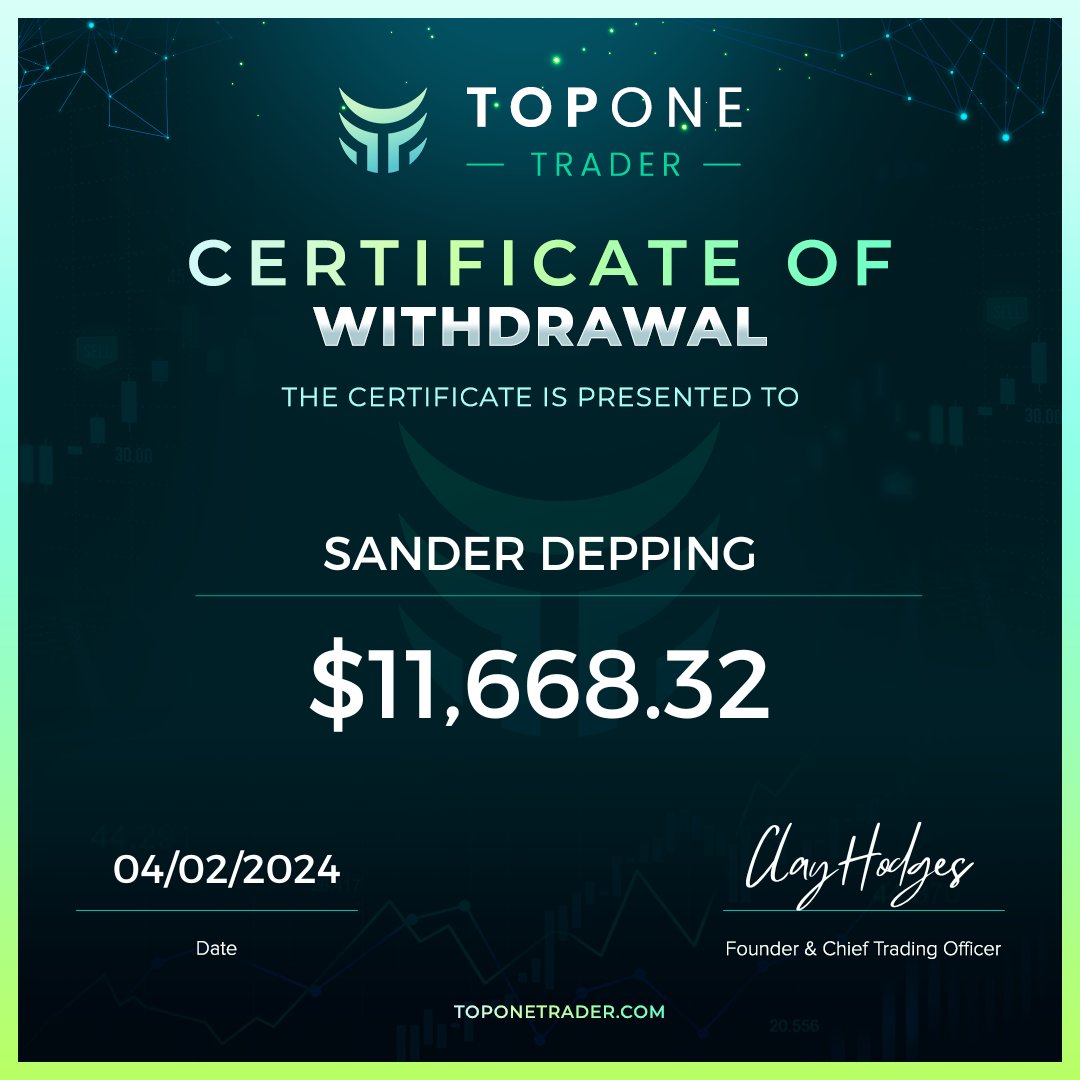 Congratulations to Sander Depping with a payout of $11,668.32💰📈‼️ Who's next?! We have the most simple, generous, and easy to follow trading programs in the entire prop firm space. ✅One phase challenge ✅Biweekly payouts