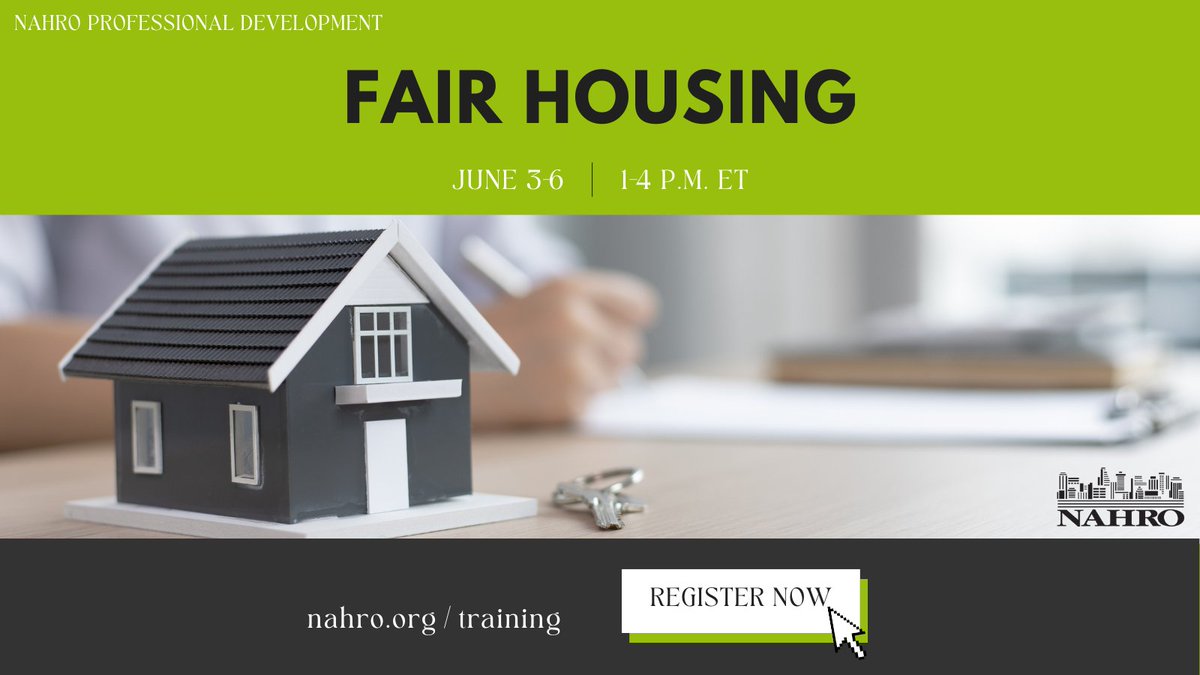 Our Fair Housing training explores the processes, requirements, and best practices for assisted housing programs. Register today and learn to eliminate barriers and promote Fair Housing within the ever-changing regulatory environment. #TrainingTuesday tinyurl.com/mr5p7sdy