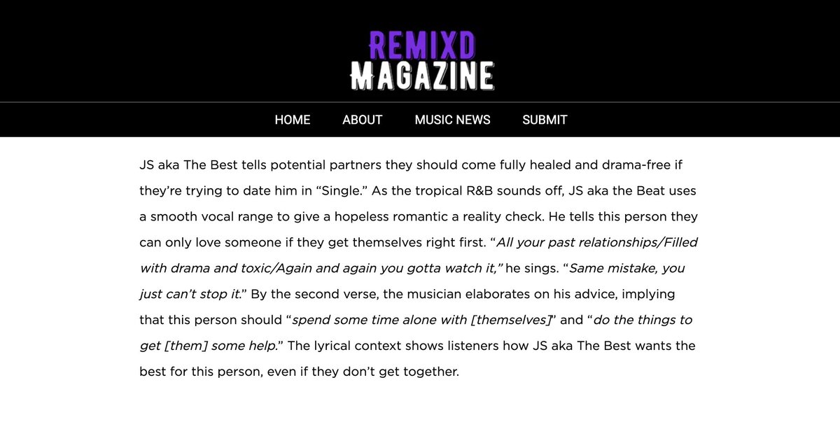 .<a href="/RemixdMag/">RemixdMag</a> | #NMF JS aka The Best "Single" remixdmagazine.com/best-new-songs…