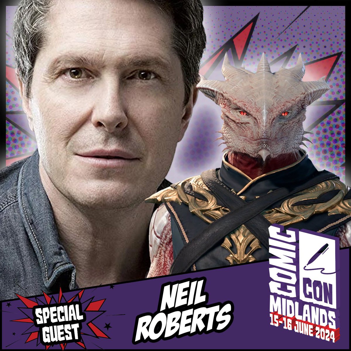 Comic Con Midlands welcomes Neil Roberts, known for projects such as Baldur’s Gate III, Nick Fury: Agents of Shield, Emmerdale, and many more. Appearing 15-16 June! Tickets: comicconventionmidlands.co.uk