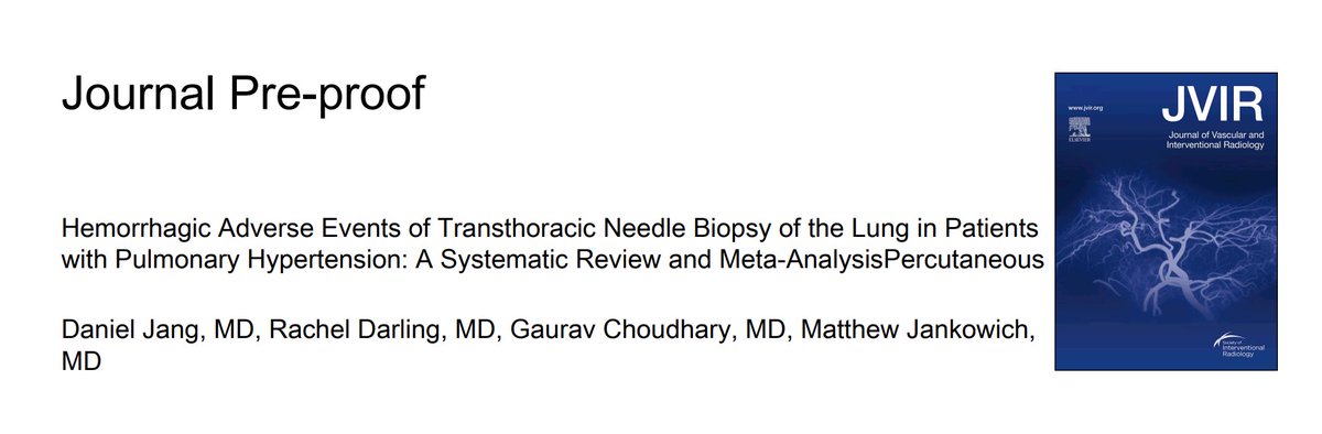 1/6 📢 Comparison of hemorrhagic complications in transthoracic needle biopsies between patients with and without pulmonary hypertension, published in @JVIRmedia.

Discover the implications for #InterventionalRadiology. 💉🫁

#PulmonaryHypertension #Radiology