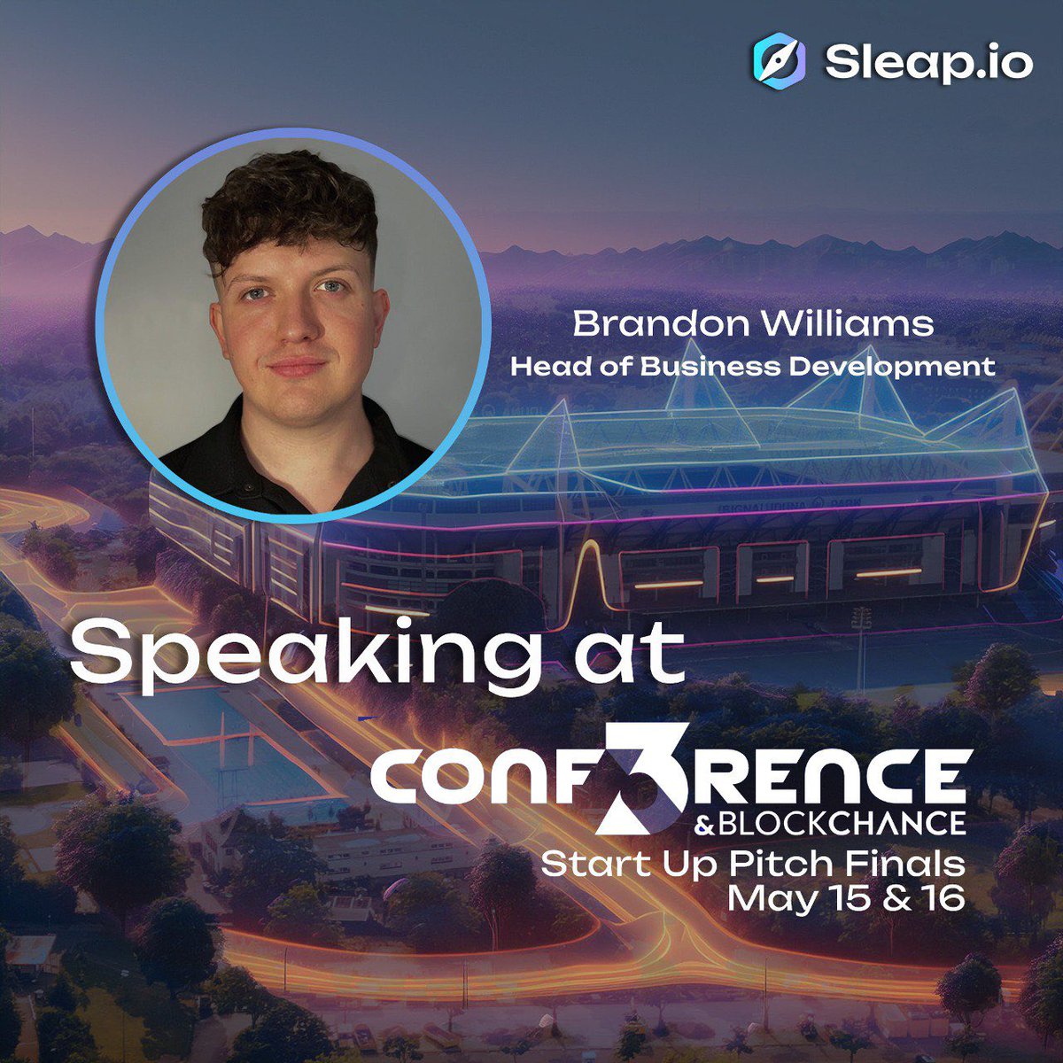 Don’t miss the Sleap.io team at @conf3rence , the largest Web3 conference in Germany. 🇩🇪 Head of business development @Brandon_i0 will be taking stage at 11:40am CET on the 15th of May in the Startup pitch finals.🗣️ Come find out how Sleap.io is