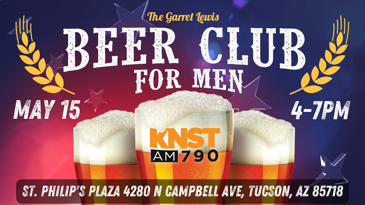 Beer Club For Men meeting tomorrow! Join me for a live show, great drinks and food along with @KariLake and others! St. Phillip’s Plaza from 4p-7p. See you tomorrow!