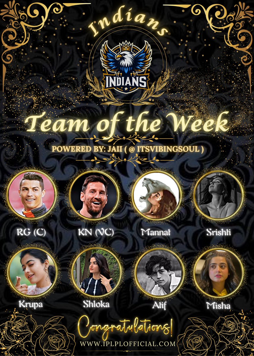 Congratulations To "INDIANS" for Winning Team of the Week of Week 13 of IPLPL Cinematic Version S4. 

Captain : <a href="/sigmahumein/">RG</a>

Team :
<a href="/ShlokaTweets/">𝐒𝐡𝐥𝐨𝐤𝐚.</a> <a href="/duniyaanseanjan/">🌵</a> <a href="/its_me_KN/">𝙆𝙉</a> <a href="/Mannat_Says/">NotJustARandomGirl</a> <a href="/KrupaVora21/">Krups</a> <a href="/ItsyourKishMish/">Misha</a> <a href="/iam_KINTSUGI_/">𝖙𝖎𝖋𝖋</a>

Well Played Everyone 🎉

#IPLPL #IPL2024