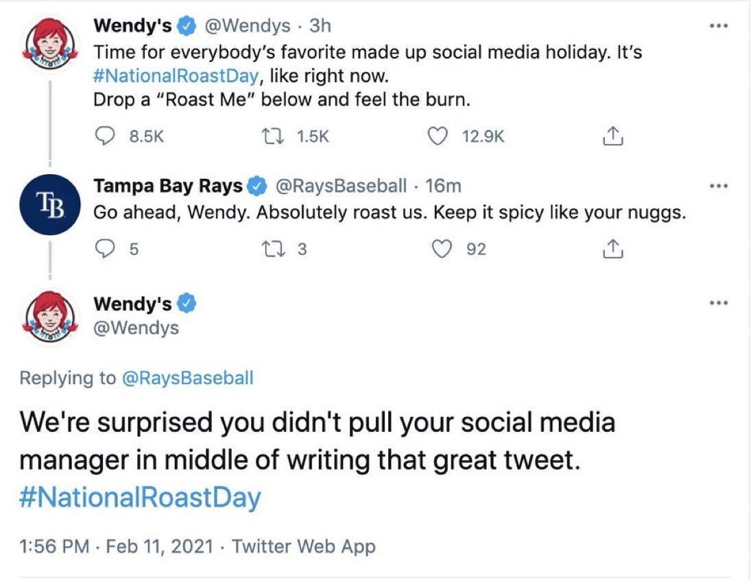 Thinking about when Wendy's absolutely roasted the Rays 😂
