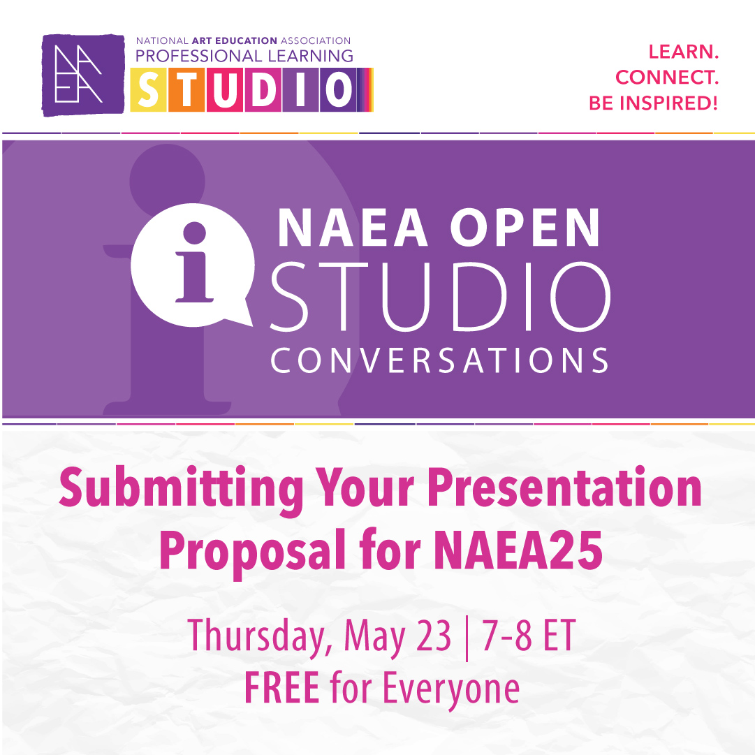 Join us for this Open Studio Conversation covering the basics of submitting a presentation proposal for the upcoming 2025 NAEA National Convention. Walk through the proposal submission process and learn firsthand what you’ll need to prep your submission! ow.ly/62og50RG5N2