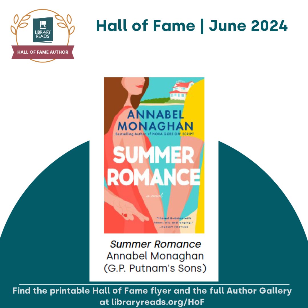 Welcome to the LibraryReads Hall of Fame list for the first time @AnnabelMonaghan for her book SUMMER ROMANCE! @PRHLibrary