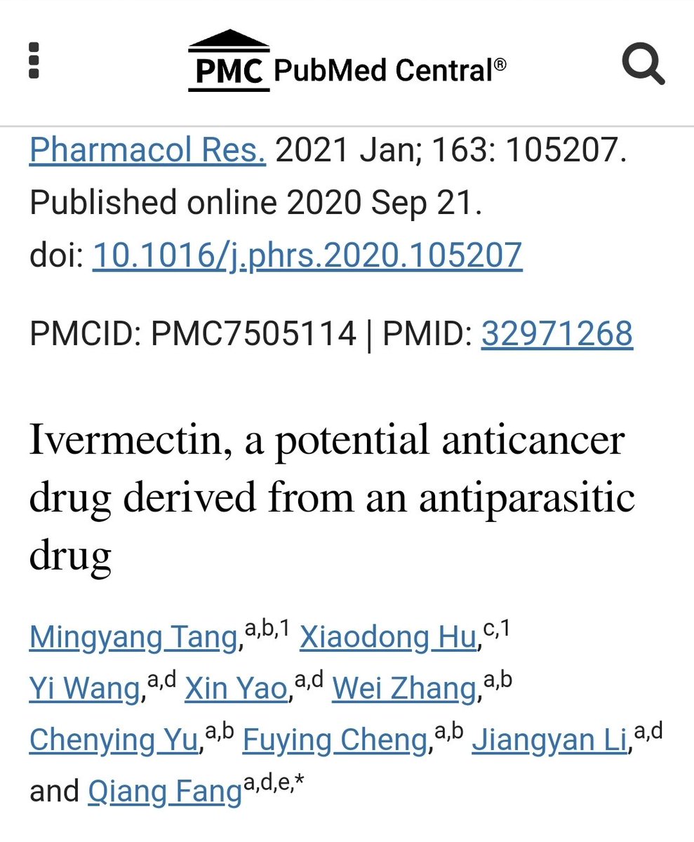 Ivermectin, a potential anticancer drug derived from an antiparasitic drug - PMC
'Ivermectin has powerful antitumor effects, including the inhibition of proliferation, metastasis, and angiogenic activity, in a variety of cancer cells. This may be related to the regulation of…