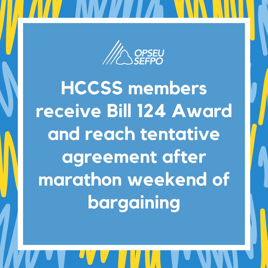 Home care workers are worth more! After working through the weekend, members in five units representing Home and Community Care Support Services have received an arbitrated Award for Bill 124 and reached tentative agreements. More info: opseu.org/news/hccss-mem… #onpoli