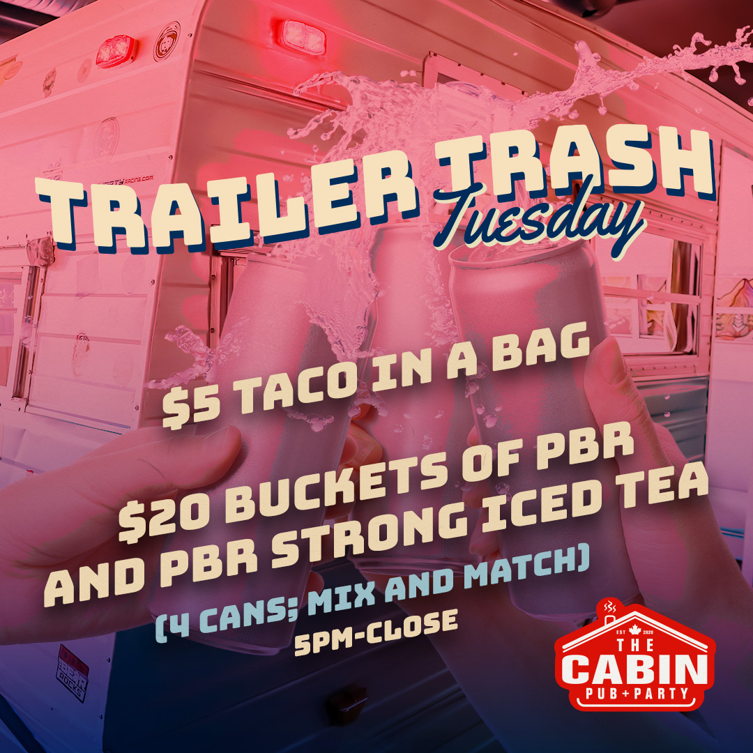 Introducing Trailer Trash Tuesday! 🍻🌮

Get ready to indulge in $20 buckets of PBR and PBR strong iced tea, $4 cans, and $5 taco-in-a-bag from 5pm to close. See you here, let's get a little trashy!

#TrailerTrashTuesday #yeggers #yeglife #yegfood #yegdt