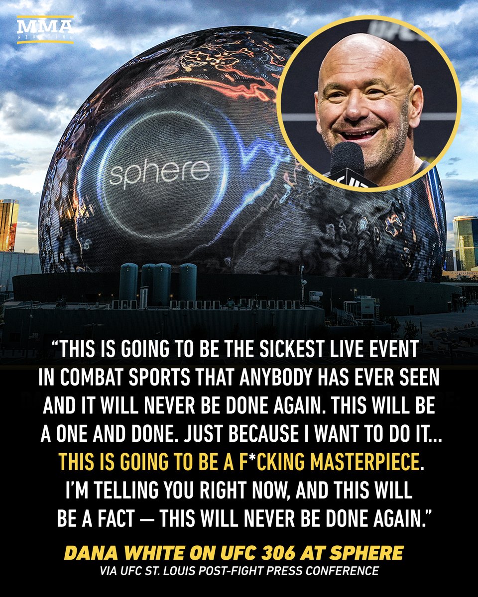 Dana White promises a 'f*cking masterpiece' at Sphere in September 👀

📰 bit.ly/DanaSphere