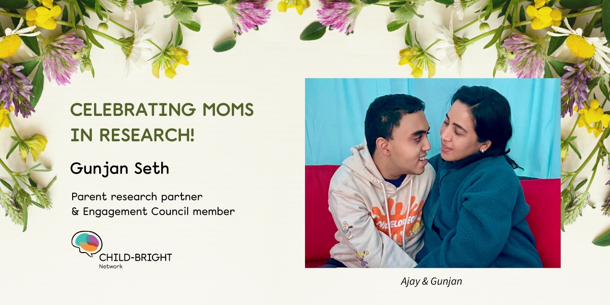 🌷 This week, we’re celebrating #MomsInResearch! Gunjan Seth (@GUNJANSETH11) is a CHILD-BRIGHT parent research partner and Engagement Council member. She is pictured here with her son Ajay, 16, who has autism. 1/2