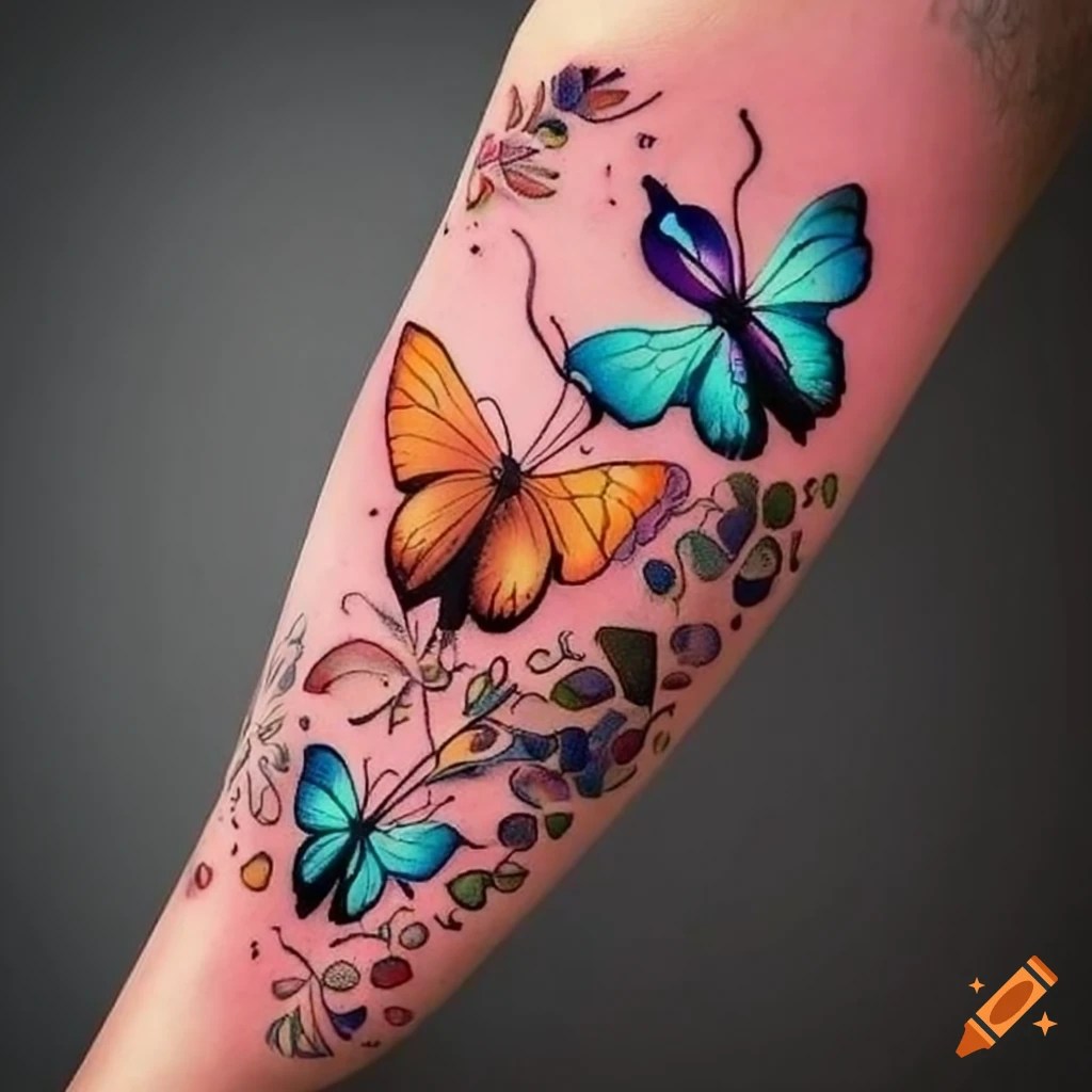 Colorful butterfly and floral forearm tattoo #tattoo #tattooartist #tattoos #newtattoo #gottattoo #butterfly #floral tattoogalaxy.bio.link