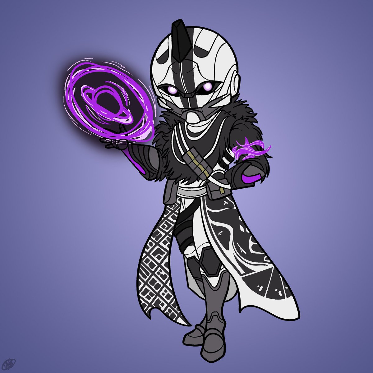 Finished chibi for @crispycrota !!! Had a good time drawing this lil warlock :3