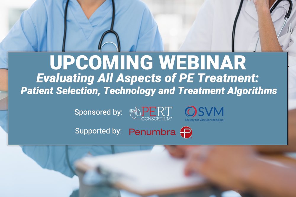 #SVM is EXCITED to collaborate w/ @PERTConsortium for a SPECIAL #WEBINAR: “Evaluating all aspects of #pulmonaryembolism treatment.” 🕰️ When: Tuesday, May 21, 8:00 PM EDT Register now → csavevents.zoom.us/webinar/regist… #PE #bloodclot #PERT @krosenfieldMD @RosovskyRachel @AWitkin