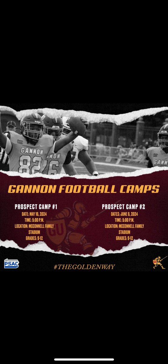 I will be down in Gannon this Thursday for camp!! Excited to meet the coaching staff and get to learn more about the campus!! @coachkage @Coach_KuligJ I’m ready to work 💪🏽