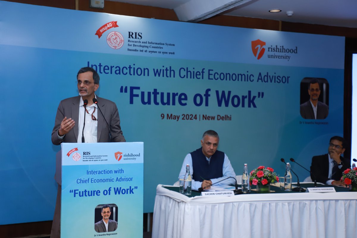 We're thrilled to share the success of our 'Future of Work' conference in #NewDelhi on May 9th, 2024, organized by #RishihoodUniversity and #RIS. Dr. V Anantha Nageswaran, Chief Economic Advisor to the #GovernmentofIndia.