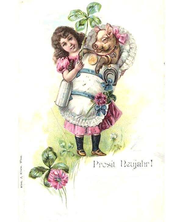 Young Heidi was so proud after her baby said its first oink. #Postcard #Postcards #OldPostcards