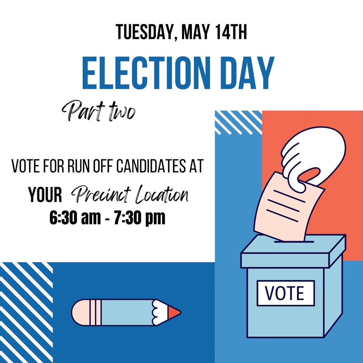 Primary Election Day, Part 2! Two statewide races - and a congressional race for those of you in District 13 - are yet to be decided. If you haven't already, please get out and vote today!  

Find your voting location by checking your current voter registration here: