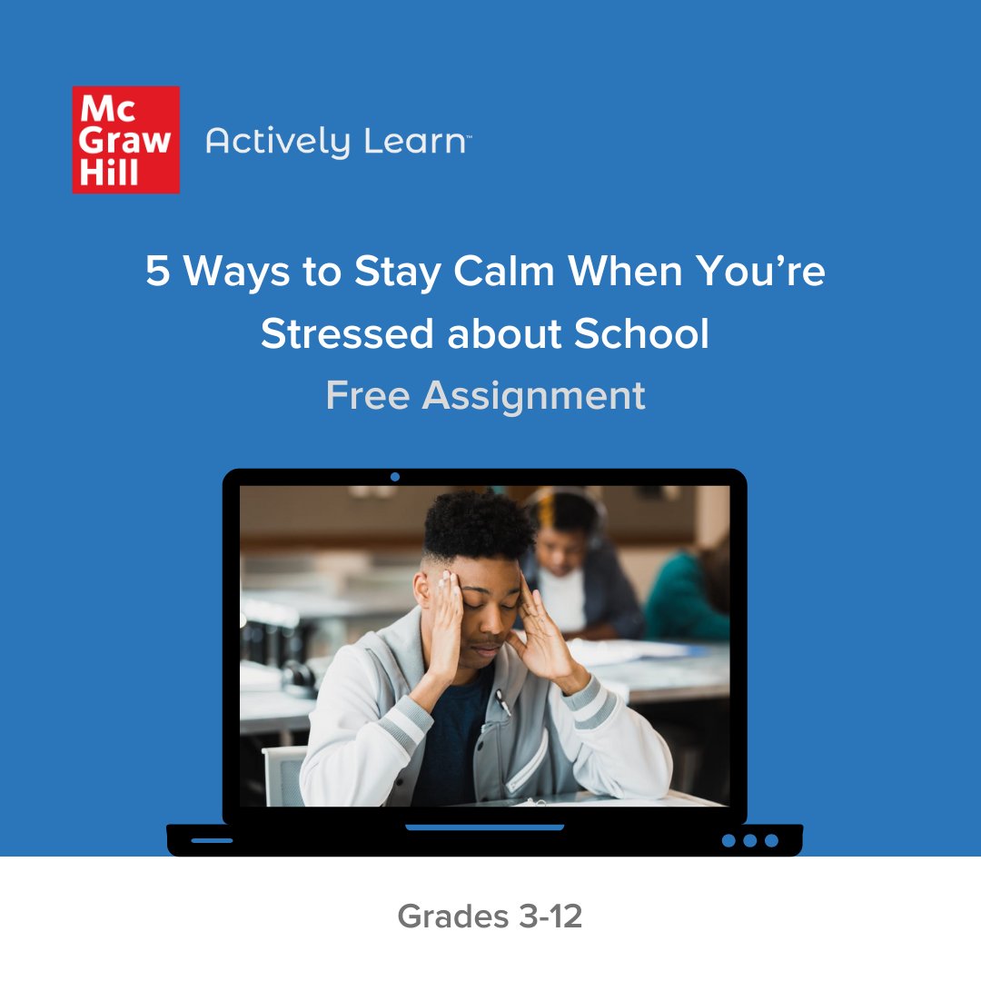 Help your #Students explore five calming activities that they can try when they're feeling overwhelmed about school. Click below to access this free activity created in collaboration with @jedfoundation. 💻 👉 mhed.us/3urrUxj #TeacherTwitter #K12