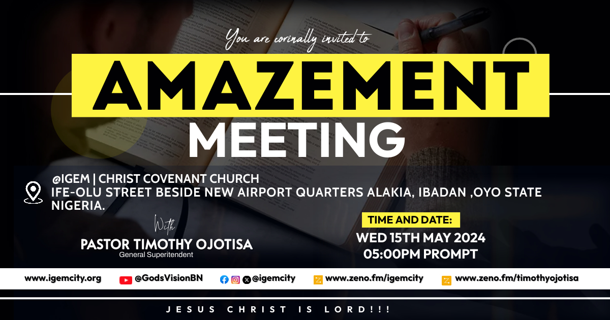 Be prepared to be amazed by God! Join us for Amazement Meeting. #igem #amazementmeeting #healing #deliverance #miracle